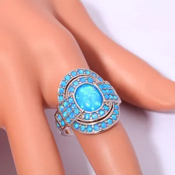 CiNily Vintage plave Vatreni opal prsten s kamenom посеребренная luksuz veliki Češka BOHO ljeto koktel potpuno bejeweled