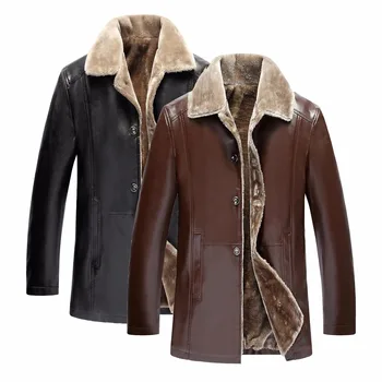 LOVZON zimska krzno kožna jakna muška plus size 5XL parhet kožne jakne muški umjetno krzno debele tople duge parhet kaput