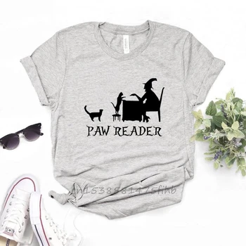 Paw Reader Tarot Black Cat Occult Cat Lady Women Tshirt Cotton T Shirt For Lady Woman T-Shirts Graphic Top Tee Customize