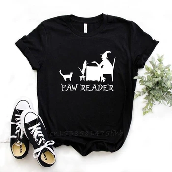 Paw Reader Tarot Black Cat Occult Cat Lady Women Tshirt Cotton T Shirt For Lady Woman T-Shirts Graphic Top Tee Customize