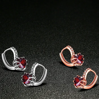 HuiSept moda srebro 925 naušnice nakit u obliku srca Rubin je dragi kamen pribor pad naušnice za ženske vjenčanja дропшиппинг