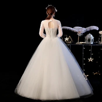 Vjenčanica 2021 Gospođa Win Pun Rukav Loptu Haljina Princeza Luksuzne Čipke Vez Vjenčanje Haljine Plus Size Vestido De Noiva F