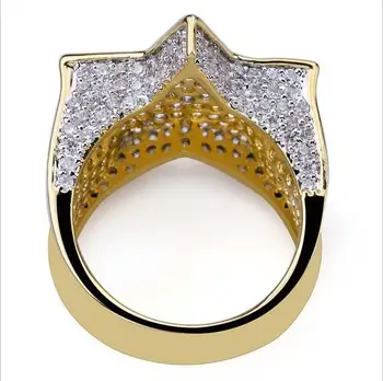 Muški zlatna boja geometrijski zvezda Veliki prsten luksuzni kubni cirkonij prst prsten moda vjenčano prstenje za muškarce kamen nakit
