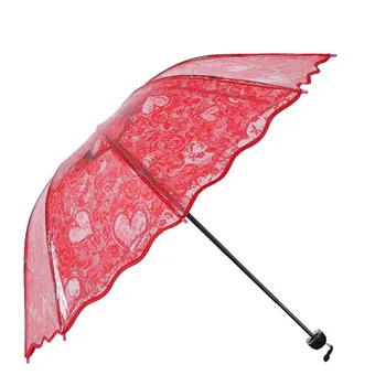 Princeza čipke kišobran ženski sklopivi kiša kišobran ispis paraguas transparente male prozirne kišobrane za žene YS007