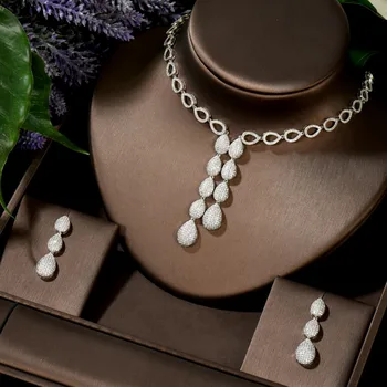 HIBRIDE fin nakit kompleti za žene Vjenčanje college nakit pribor AAA kubni Cirkon naušnice i ogrlicu dar N-93