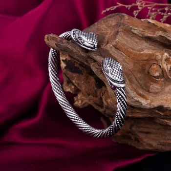 Скайрим metalna zmija glava otvorene narukvice i narukvice Viking indijski nakit pribor vjerski Zmijoliku muških narukvica narukvica