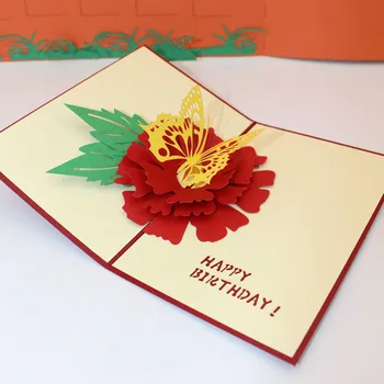 3D Sretan Rođendan leptir u ljubavi s cvijećem papir za pozivnice, čestitke čestitka za Valentinovo djevojka poklon