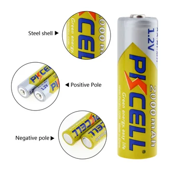 4kom PKCELL AA 1.2 V baterija baterija baterija baterija baterija NIMH 2A 2000mAh 1.2 V baterije Bateria original + 1pc батарейные kutije