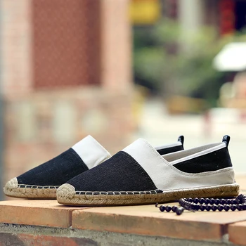 CeLai New Men nationa Style Breathable Slip On Casual Platna Hemp Insole Fisherman Light Shoes Male Espadrille Flats Shoes A-063
