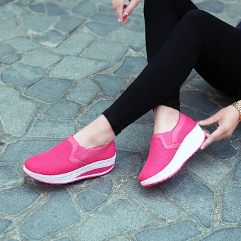 Cipele na platformu ženske pojačava rast лоферы Woman Air Mesh Breathable Plus Size modne ženske patike Casual cipele i Slip-on
