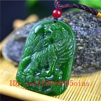 Prirodni zeleni kineski Žad Tigar privjesak ogrlica modni dodaci Šarm nakit klesanog Amulet pokloni za žene i muškarce