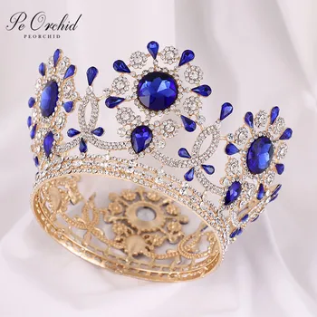 PEORCHID 2021 luksuzni puni Crystal vjenčanje je kruna Miss Universe natječaj velika kruna tijara Mujer gorski kristal mladenka Vjenčanje pribor