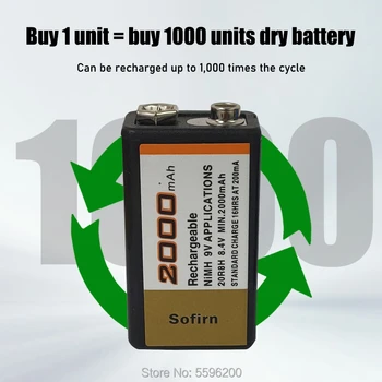 Novi Sofirn 2000mAh SUPER BIG 9v Ni-MH punjive baterije 9 V baterija + 1pc namjenski 4 utora 9v punjač
