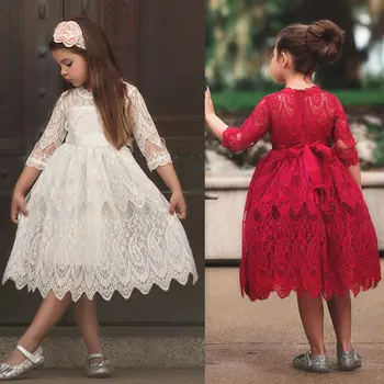 Slatka djevojka Princeza haljina djeca čvrste čipke i tila predstave haljina stranke djeveruša Haljina za djecu od 3 do 7 godina