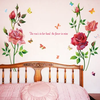 3D nova Ruža poni cvijet naljepnica-naljepnice za zid za dječju sobu Spavaća soba Dnevni boravak ukrasne naljepnice su, pvc naljepnice za zid djevojke soba
