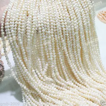 Pravi prirodni 4-5 mm, bijela slatkovodni biseri cijele grumen slobodan perle 14