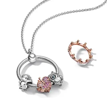 Ogrlica žene DIY 925 sterling srebra trenutke prosječna O privjesak Šarm odgovara originalni Pandora narukvice DIY rođendan Lady poklon