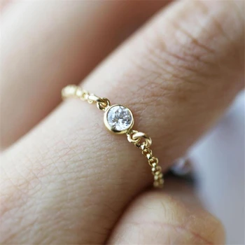 14K zlato punjeni Cirkon prsten ručni rad lanca prsten minimalizam prstenje nakit Bague Femme Anillos Joyas Aneis Boho prsten za žene