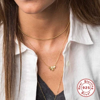 Roxie jednostavan 2 mm mini okrugle perle ključne kosti ogrlice Za žene lanca svadbeni nakit srebra 925 ogrlica ogrlica ogrlica