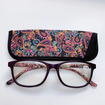 Ženske džep tiskani naočale za čitanje s pravom slučajem medusobno zglob Пресбиопические naočale za čitanje +1.0 1.5 2.0 2.5 3.0 3.5 4.0