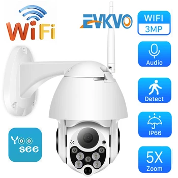 EVKVO 3MP Yoosee Wifi IP Camera Audio Speed Dome PTZ Security Camera Auto Tracking P2P Cloud Wireless CCTV Camara With SD Slot
