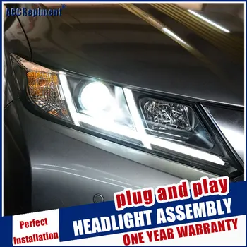 Nove glavobolje svjetla stil za vozila Honda City svjetla-2016 dual Beam objektiv projektora xenon HID glavobolja žarulja Led DRL
