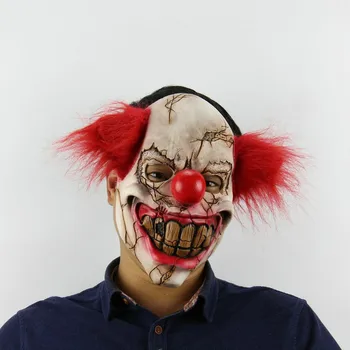 Užas Crveni Nos Kosa Joker Maska Cosplay Strašni Demon, Đavo Klaun Velika Usta Polovica Lica Latex Maska Halloween Kostime Rekvizite