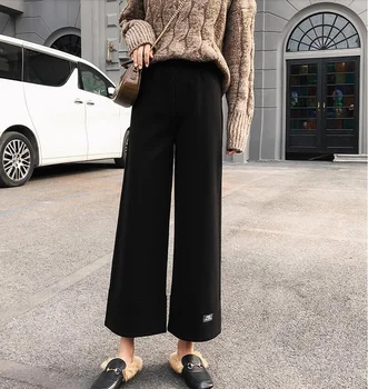 2019 vunene hlače ženske zimske široke hlače visokog struka fat free ulične Ženske hlače zimske široke sportske hlače