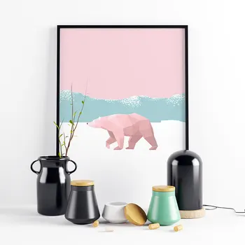 Sažetak Bijeli Medvjed Plakat Kit Platnu Slikarstvo Nordic Animal Wall Art Pictures For Living KidsRoom Modern Decorative Prins