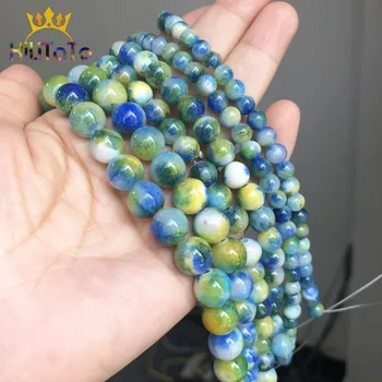 Prirodni kamen perle cijele plava žuta perzijski žad slobodan razuporne perle za izradu nakita DIY narukvica pribor 15