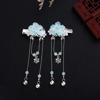 FORSEVEN kineski Hanfu klasicni zvono kristalne perle cvijet duge kićankama ukosnice ukosnice su Žene i Djevojke cosplay kopče za kosu Ukras