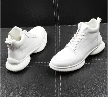 Luksuzne muške modne uzročnika bijele ljetne čizme, koža prozračna visoke tenisice za slobodno vrijeme muška Mladih trend cipele BM961