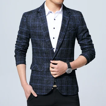 Kariranih gospodo blazers korejski moda svakodnevni posao s jedne пуговицей Slim Fit 4XL siva odijela blazers Event Meeting Jackets muškarci
