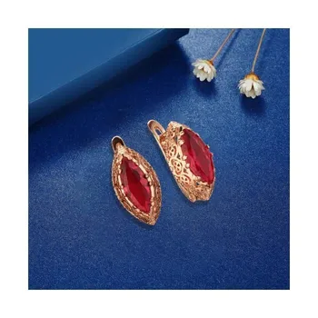 2019 posljednjih 925 zlatne naušnice modni nakit ogroman crveni kristal, Cirkon vjenčani dar Je1209a