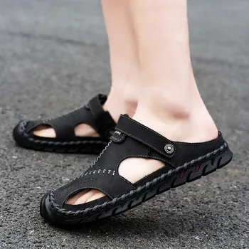 Prirodna koža muške sandale i ljetne meke cipele plaža muške sandale na visoku kvalitetu sandale i papuče Češka veličina 38-46 topla rasprodaja