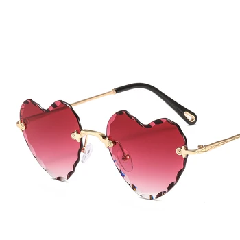2021 Nova Moda Srcu Sunčane Naočale Žene Muškarci Trend Gradijenata Luksuzni Elegantan Rafting Metalnih Okvira Boja Leće Crvena Kvalitetne Sunčane Naočale