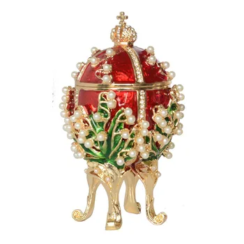 Ljiljan ruski jaje luksuzna Biserna kutija za nakit uskršnje jaje ukrašen dragim kamenjem nakit metalna stola pokloni