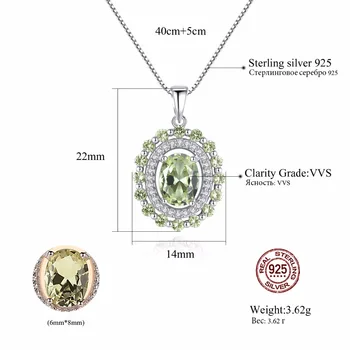 CZCITY marke ovalnog oblika maslinasto-zelena Topaz pravi solidan 925 sterling srebra privjesak ogrlica fin nakit za žene dar srebro
