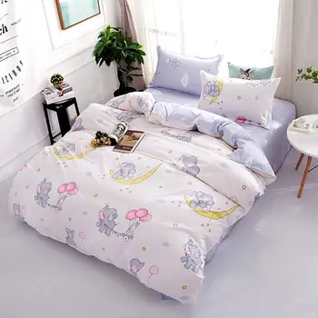 Crtani film slon Jednorog 4 kom. djevojka dječak veo kit deka Odrasla osoba Dijete krevetu jastučnicu deka posteljina komplet 61010