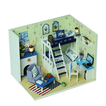 IiE CREATE Dollhouse Q009 Dark Blue Dream Miniatrue DIY Kit s pozadinskim osvjetljenjem i пылезащитным torbicom