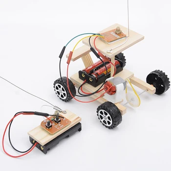 Drveni fizička prikupljene trkaći model Kit Radio Knowledge Safe DIY Car Wireless Set Remote Control Gear Action Motor Principle