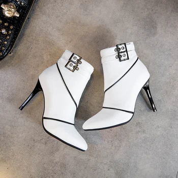 ESRFIYFE 2019 nove kvalitetne ženske kožne jesensko-zimske čizme s oštrim vrhom crne cipele na ukosnica čizme Size34-50
