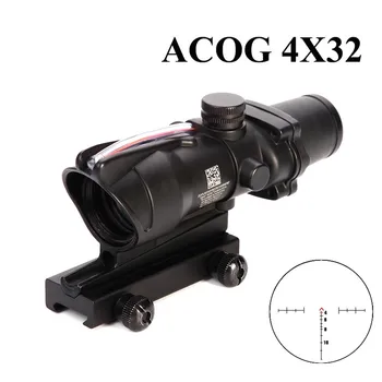 Sanjive optički ciljnik ACOG 4X32 Real Fiber Optika Red Dot Illuminated Chevron Glass травленая mreže taktički optički ciljnik prizori
