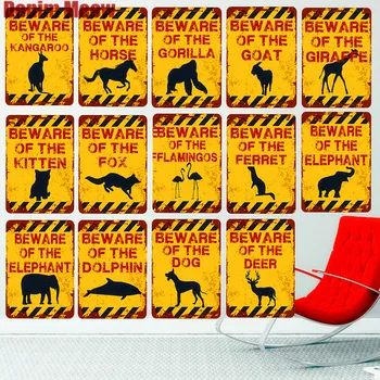 20X30CM čuvajte se pas stare metalne znakovi dvorište zoološki vrt domaćih životinja ukras ploče slon Lisica tvor konj plakat zid N268