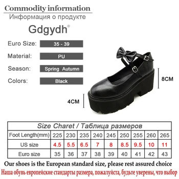 Gdgydh Sweet Japanese Gothic Lolita Shoes Women School College Princess Shoes For Girls Plaeform Heels Waterproof Bows Knot New
