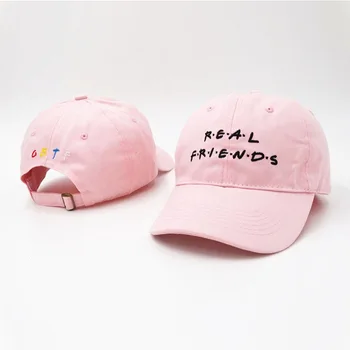New Ladies Letter REAL FRIENDS vezeni pamuk kapu Casual Wild Dad Hat, muška Kapa Skully Cap