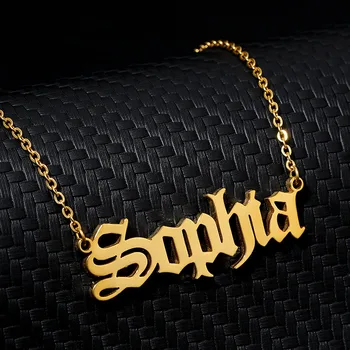 Prilagođeno ime zlatno ogrlice za žene običaj Stari engleski font privjesak od nehrđajućeg čelika ogrlica modni nakit poklon BFF