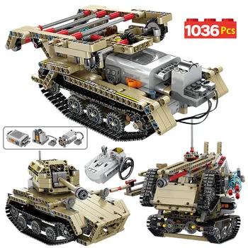 987 kom. grad tehnički RC tenk WW2 napad kamion gradivni blokovi vojni daljinski upravljač u Kola automobil cigle igračke za djecu