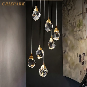 Luksuzni prikladniji mesinga kapa luster svjetlo LED moderan, transparentan dijamant Kristal privjesak privjesak downlight art deco potkrovlje stol kuhinja bar