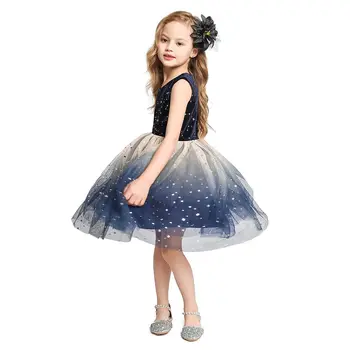 MUABABY elegantna Princeza djevojka haljinu sequined zvijezde gomila haljina V vrat djeca Prom haljina djeca tila vestidos za 3-12 godina